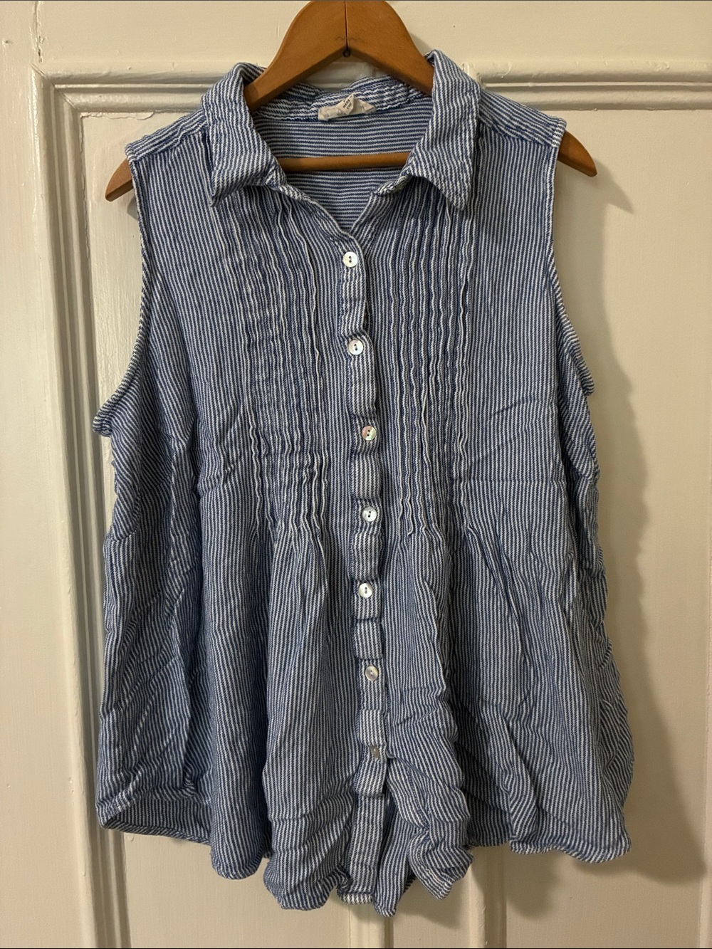 Jane and Delancy Blue White Striped Sleeveless Top Size 2X